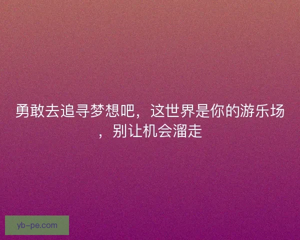 勇敢去追寻梦想吧，这世界是你的游乐场，别让机会溜走